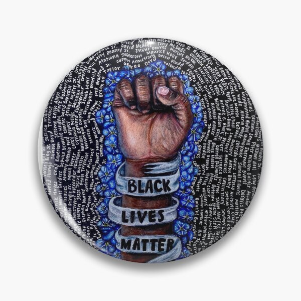 Black Lives Matter Fist With Forget-Me-Nots Pin