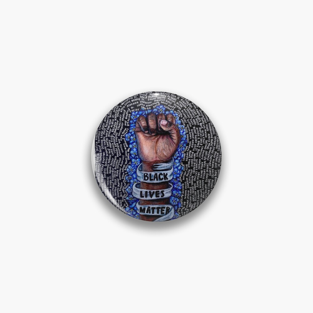 Black Lives Matter Fist With Forget-Me-Nots Pin