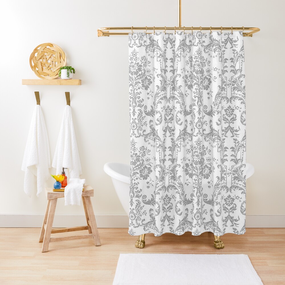 "Gray Damask Pattern" Shower Curtain for Sale by mmworld Redbubble