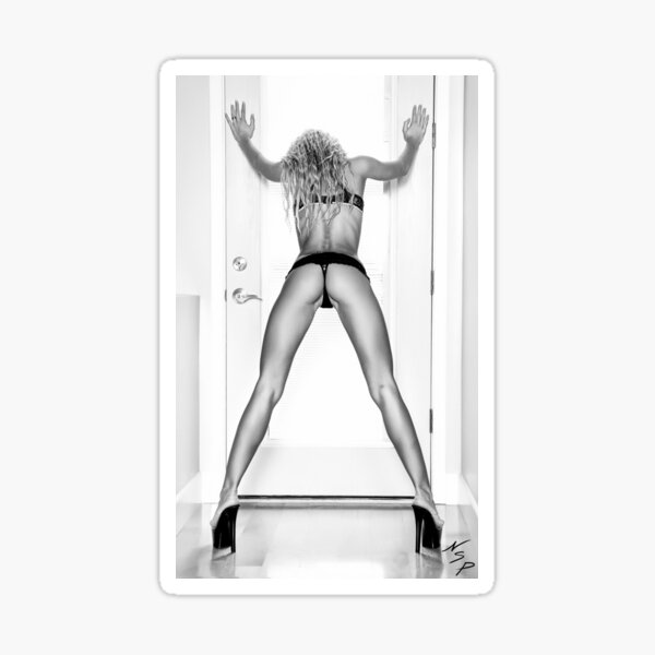 Fine Erotic Art Photography - Female Erotic Art - "Assume The Position - Modern Pinup" Featuring a Hot Sexy Blonde Bikini Model - Perfect Ass - Great Ass - Nice Ass Sticker