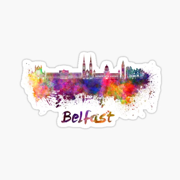 Vista previa del artículo con la obra «Horizonte de Belfast en acuarela», diseñado y vendido por paulrommer.