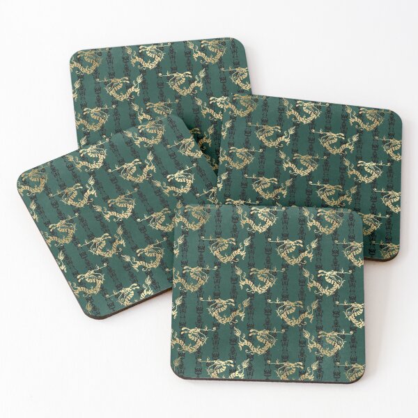 Item preview, Chinese Dragons Eastern Garden Gold Floral Pattern designed and sold by digitalvintage.