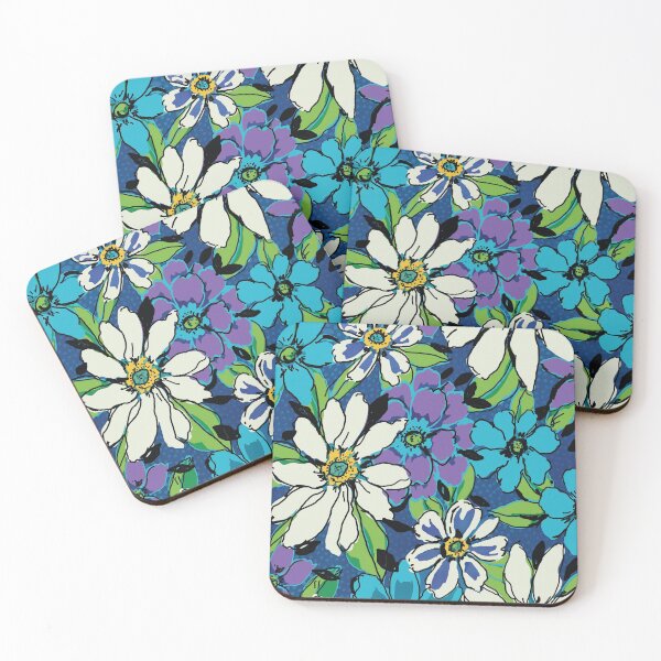 Item preview, Dumb Flowers on Dotty Blue Background designed and sold by Leslie Rogers Todder.