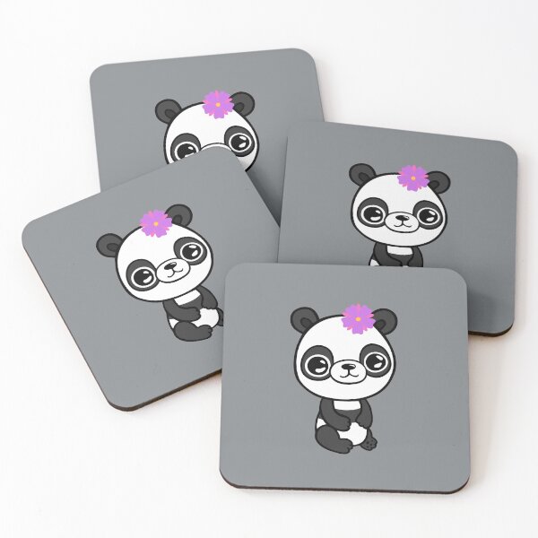 Item preview, Cute panda with pink and violet flower designed and sold by jakezbontar.