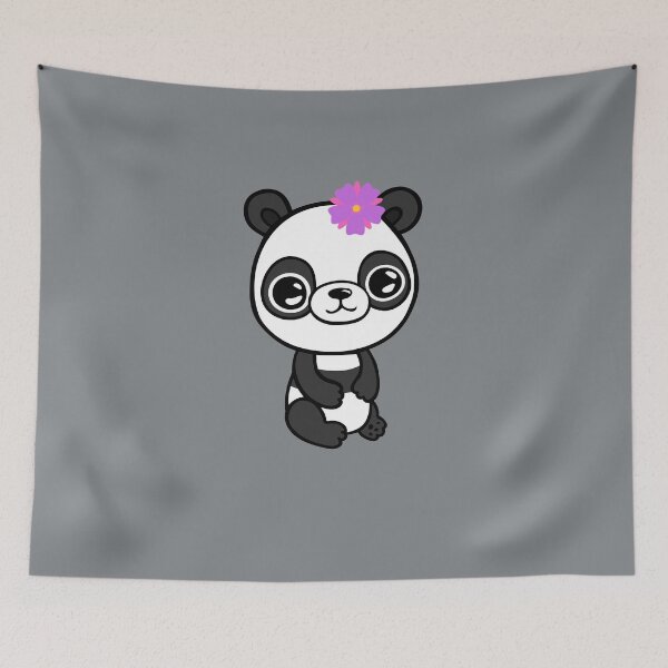 Item preview, Cute panda with pink and violet flower designed and sold by jakezbontar.