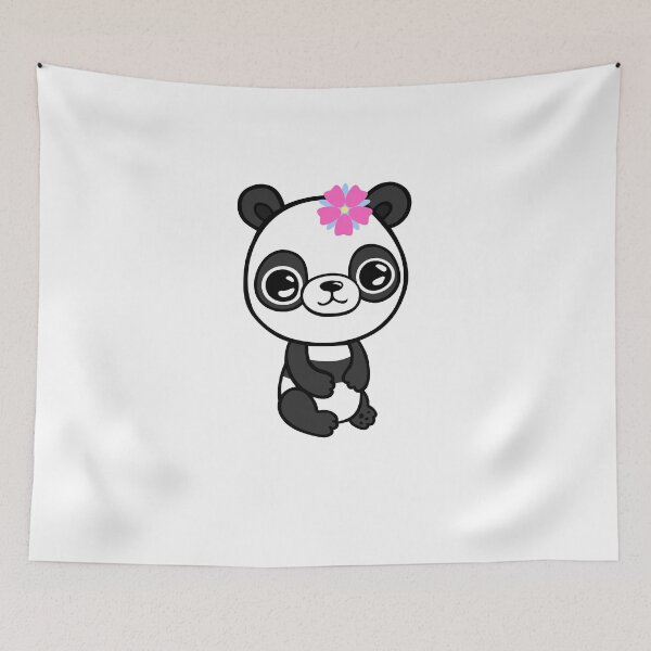 Item preview, Panda with pink and blue flower designed and sold by jakezbontar.