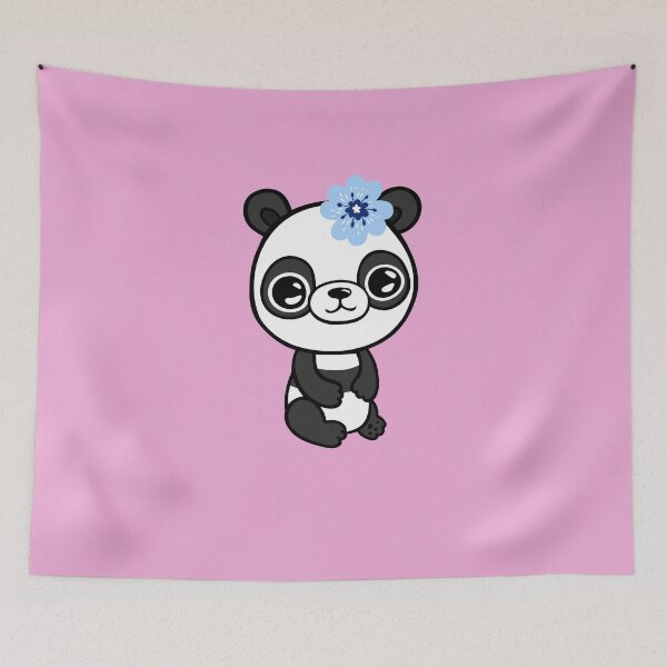 Item preview, Panda with delicate blue flower designed and sold by jakezbontar.