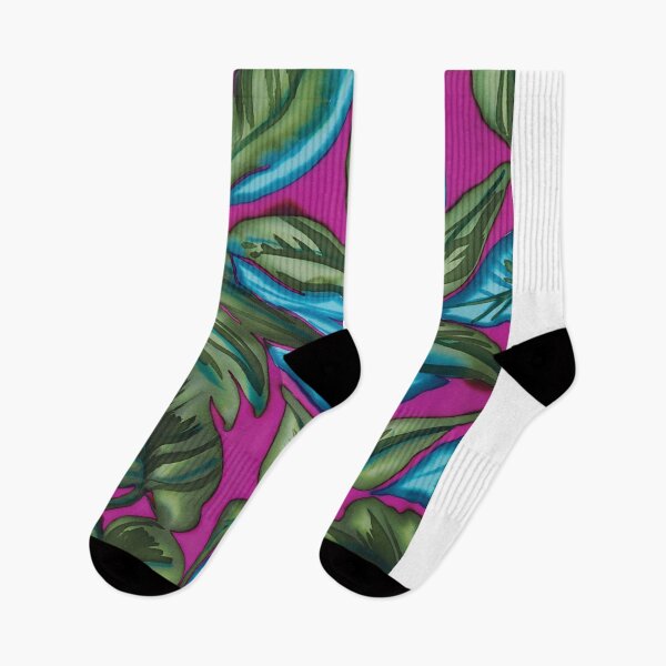 Item preview, Tropical Watercolor Leaves on Magenta Background designed and sold by Leslie Rogers Todder.