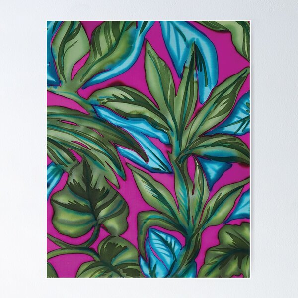 Item preview, Tropical Watercolor Leaves on Magenta Background designed and sold by Leslie Rogers Todder.