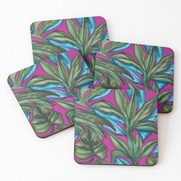 Item preview, Tropical Watercolor Leaves on Magenta Background designed and sold by Leslie Rogers Todder.