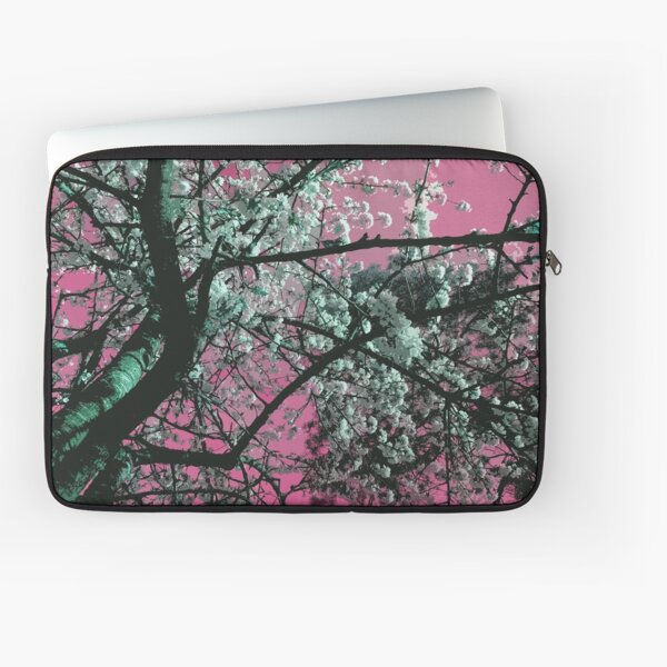 Cherry blossom on pink background Laptop Sleeve