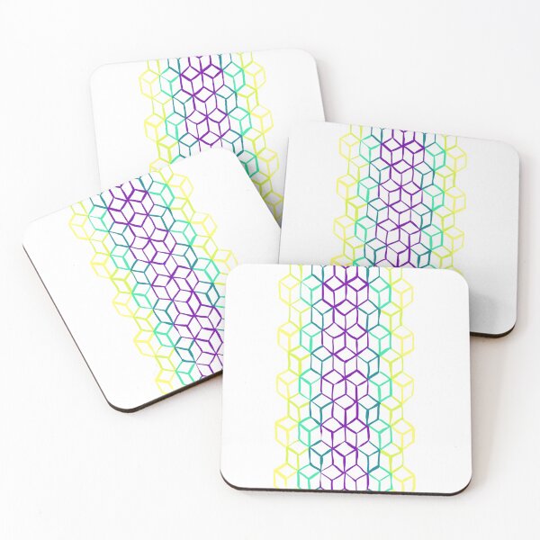 Item preview, Yellow Green Purple Cubes on White designed and sold by Lizzie Kelso.