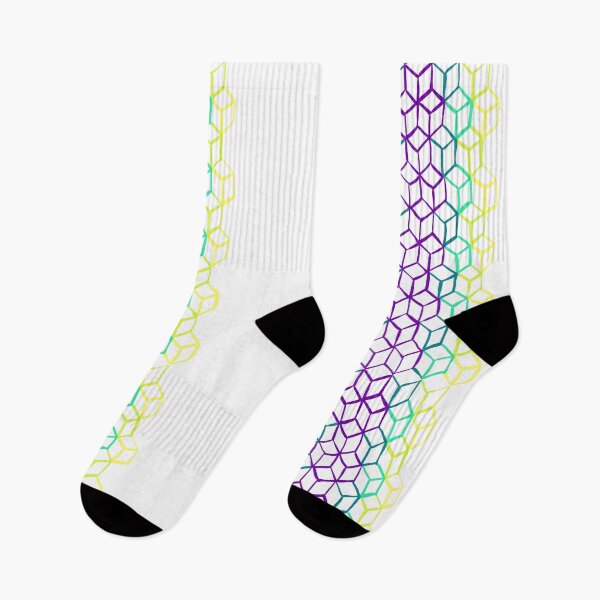 Item preview, Yellow Green Purple Cubes on White designed and sold by Lizzie Kelso.