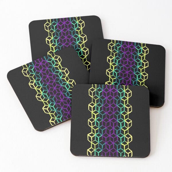 Item preview, Yellow Green Purple Cubes on Black designed and sold by Lizzie Kelso.