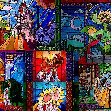 Artwork thumbnail, Beauty and the Beast Stained Glass by hannahdoll1