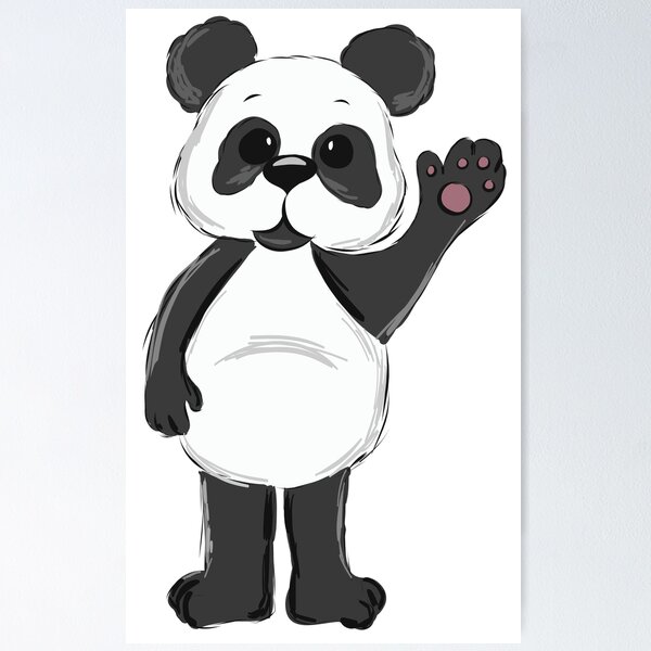 süßer, winkender Panda Bär Poster