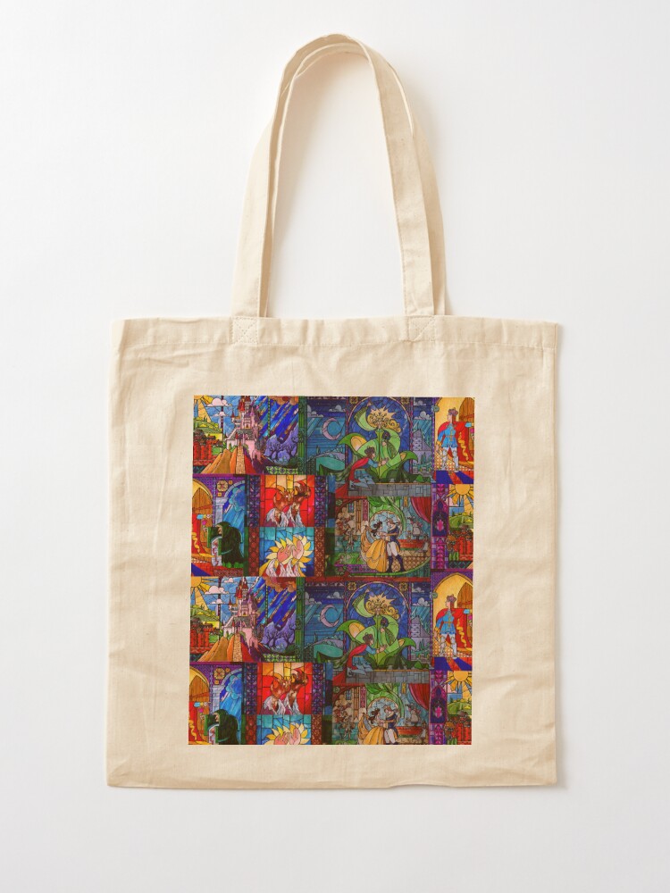Tote Bag, Beauty and the Beast Stained Glass designed and sold by hannahdoll1