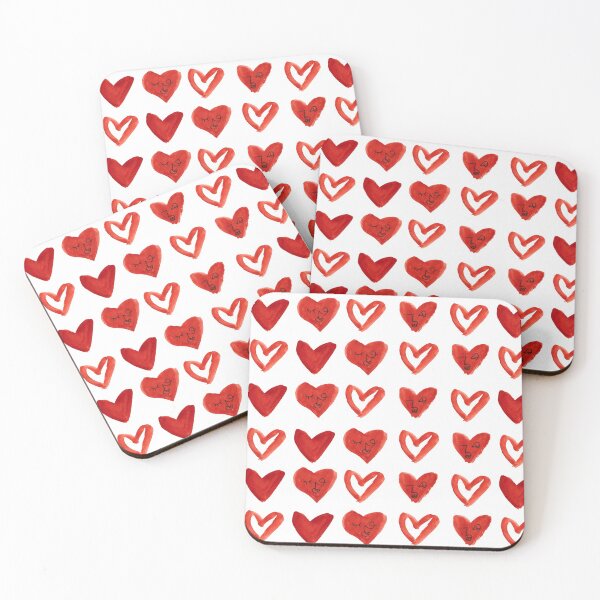 Item preview, Red Watercolor Hearts with Abstract Faces Pattern designed and sold by Kristen Lucero.