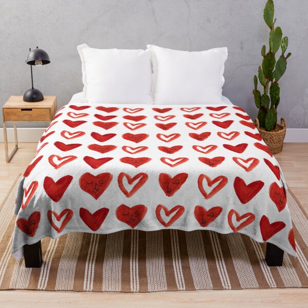 Item preview, Red Watercolor Hearts with Abstract Faces Pattern designed and sold by Kristen Lucero.