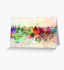 Berlin skyline in watercolor background Greeting Card