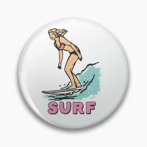 Item preview, Retro Surfer Girl Riding Wave designed and sold by SharksOnShore.