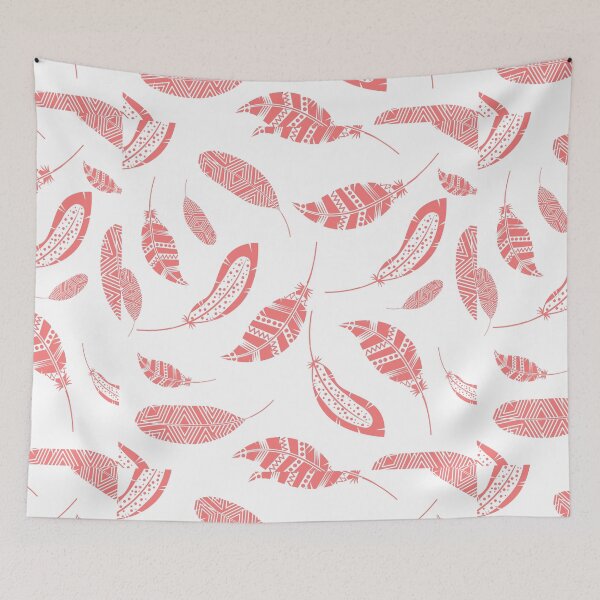 Item preview, Red/Orange/Pink  Feather Boho Pattern design designed and sold by TheWhiteRhyno.