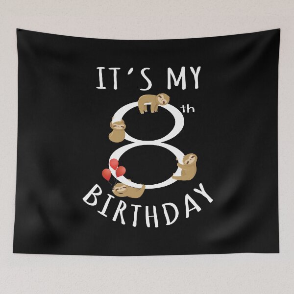 Item preview, It's My 8th Birthday Sloth 8 Years Old Kid B-day Party graphic designed and sold by Grabitees.