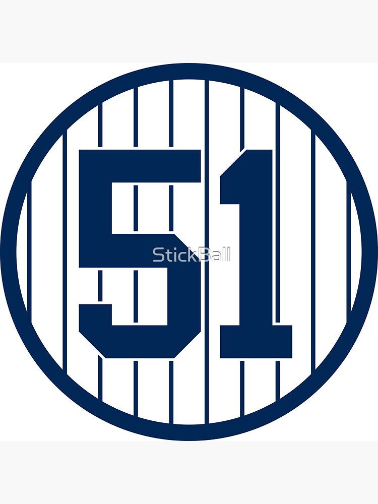 Bernie Williams #51 Jersey Number Sticker for Sale by StickBall