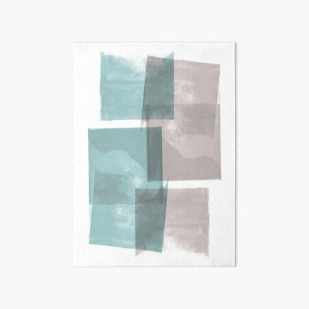 Modern Geometric Abstract Turquoise and Grey Art Board Print