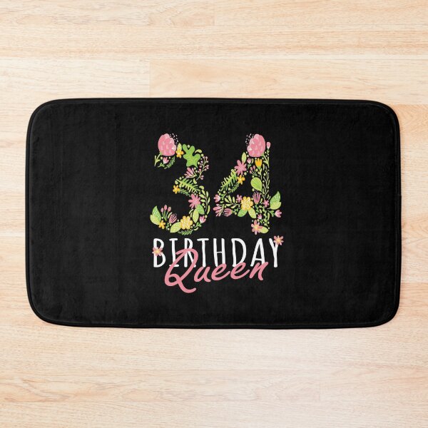 Item preview, 34th Birthday Queen 34 Years Old Woman Floral B-day Theme graphic designed and sold by Grabitees.