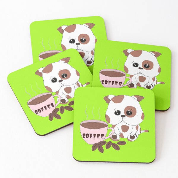 Item preview, Cute puppy with coffee mug and coffee beans designed and sold by Sujitmone.