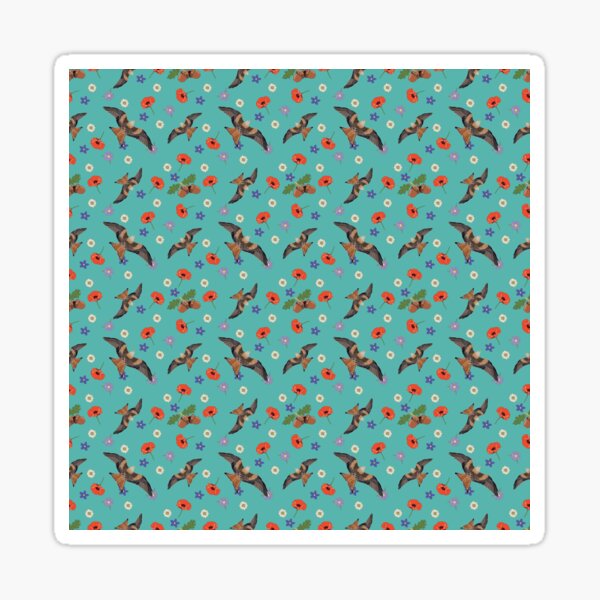 Alan's pattern, Featuring Red kites, poppies, daisies, lilacs and acorns. Sticker