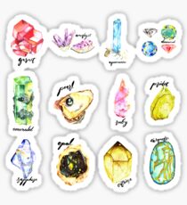 Watercolor Birthstones With Calligraphy Sticker