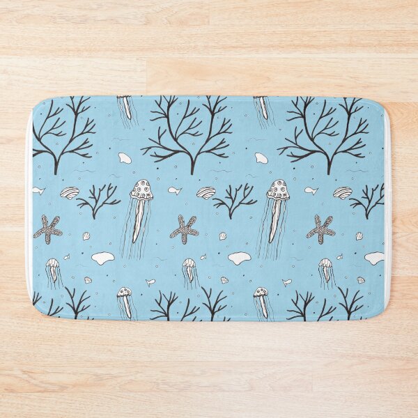 Item preview, Underwater Pattern with Jellyfish with a blue background. designed and sold by Sandra Connelly.