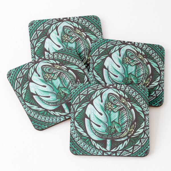 Item preview, green lizard tapa designed and sold by ARTSHACKPRINTS.