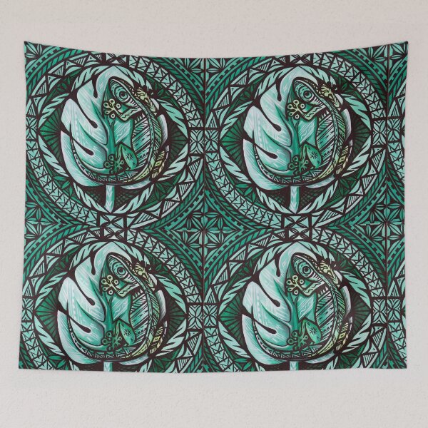 Item preview, green lizard tapa designed and sold by ARTSHACKPRINTS.