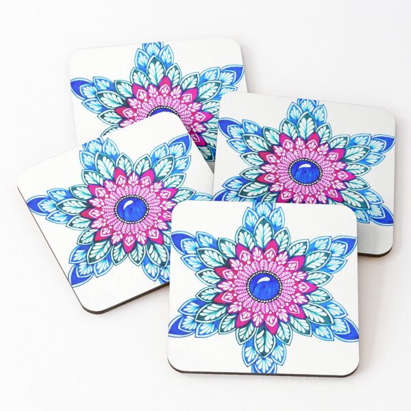 Item preview, A star mandala in blue, green and pink designed and sold by SoniKapoor.