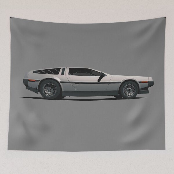 Item preview, DeLorean DMC-12 cartoon retro style car side view designed and sold by BadPixel.