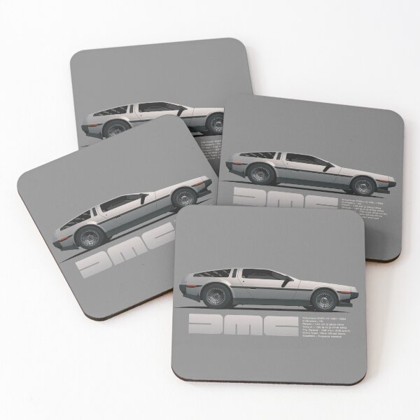 Item preview, DeLorean DMC-12 cartoon retro style car side view with specs designed and sold by BadPixel.