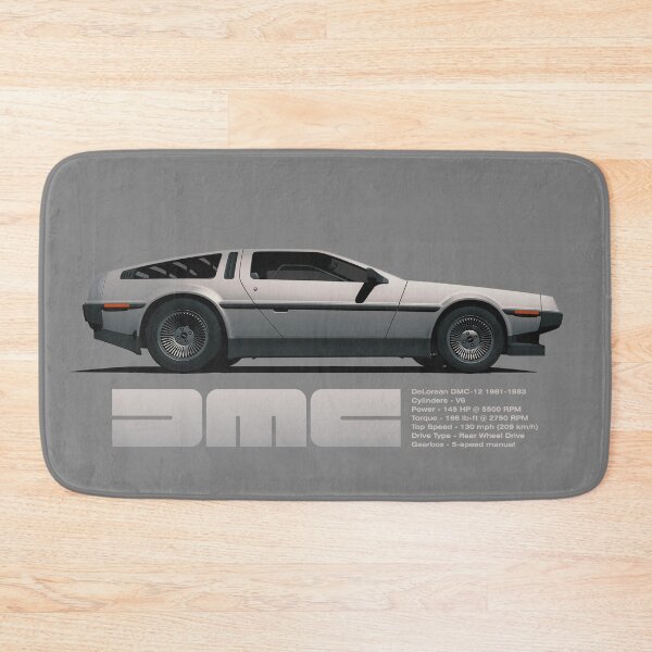 Item preview, DeLorean DMC-12 cartoon retro style car side view with specs designed and sold by BadPixel.