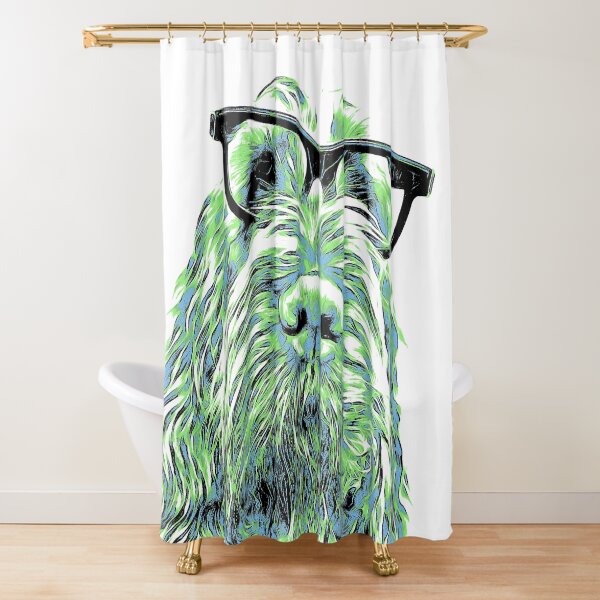 Intelligent friend Spinone abstract green Shower Curtain