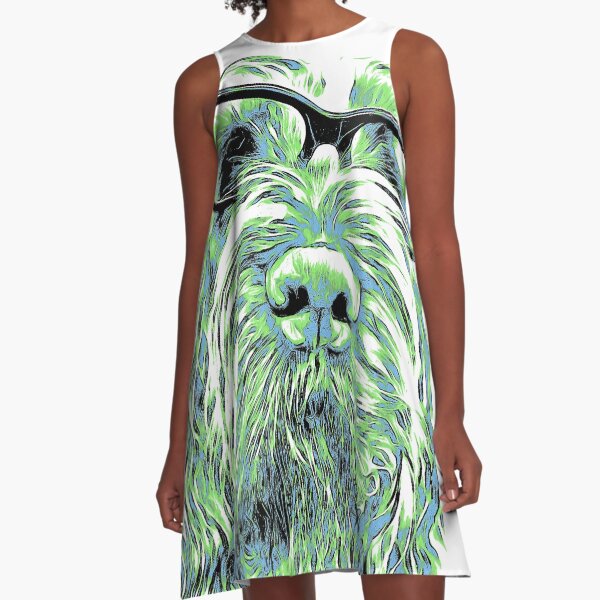 Intelligent friend Spinone abstract green A-Line Dress