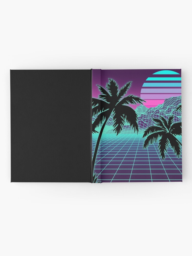 Retro 80s Vaporwave Sunset Sunrise With Outrun Style Grid Print