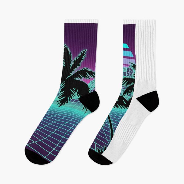 Item preview, Retro 80s Vaporwave Sunset Sunrise With Outrun style grid print designed and sold by D-C-Designs.