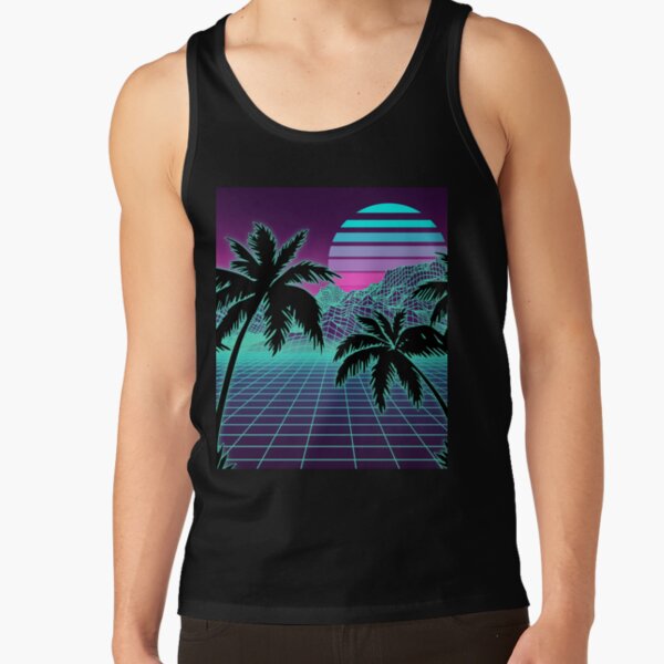 Item preview, Retro 80s Vaporwave Sunset Sunrise With Outrun style grid print designed and sold by D-C-Designs.
