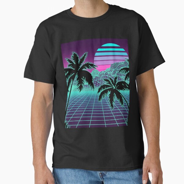 Item preview, Retro 80s Vaporwave Sunset Sunrise With Outrun style grid print designed and sold by D-C-Designs.