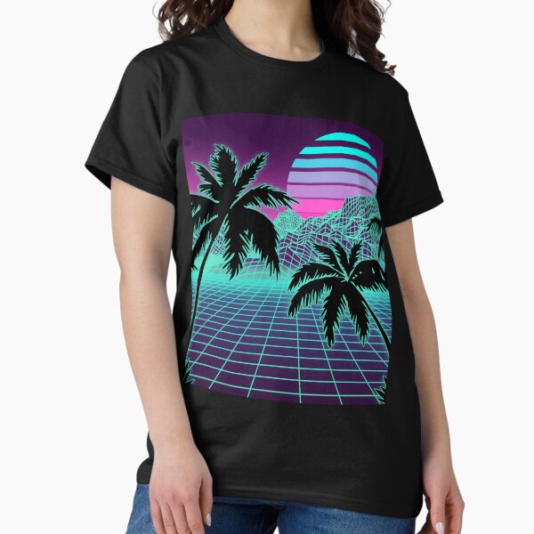 Item preview, Retro 80s Vaporwave Sunset Sunrise With Outrun style grid print designed and sold by D-C-Designs.