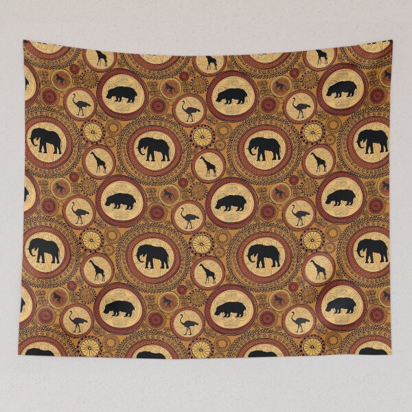 Item preview, African Animals Print Elephant Giraffe Monkey Ostrich designed and sold by Foxicopter.