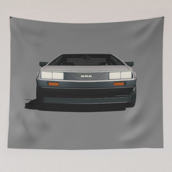 Item preview, DeLorean DMC-12 cartoon retro style car front view designed and sold by BadPixel.