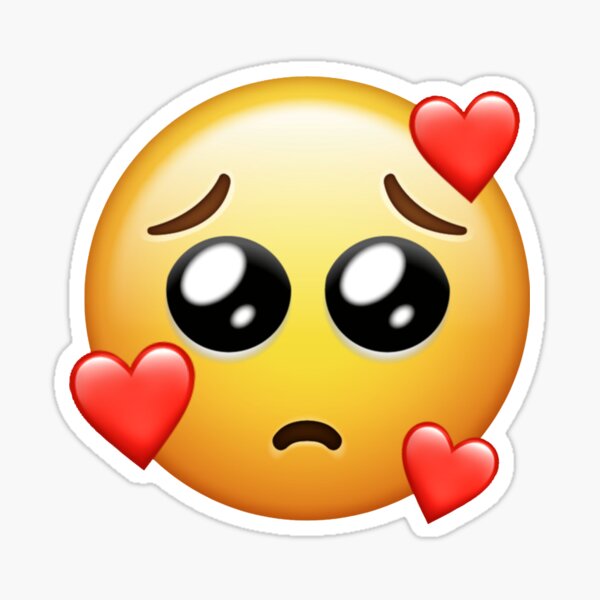 "sad puppy eyes emoji with hearts" Sticker by ruchipatelll Redbubble